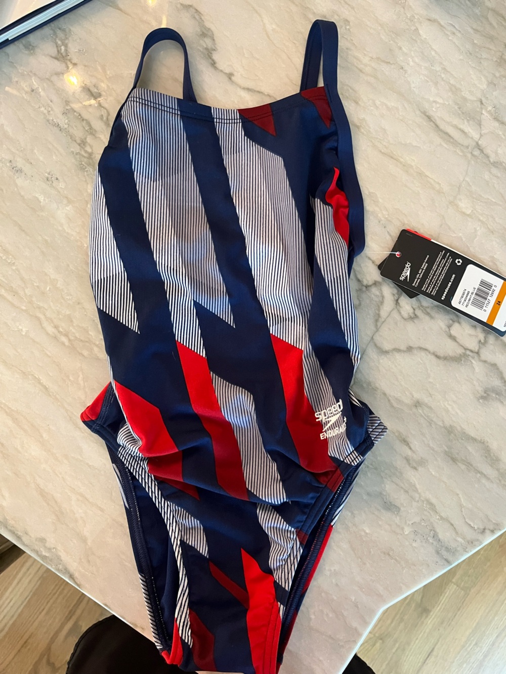Speedo Men’s Navy and Red Performance Swim Briefs